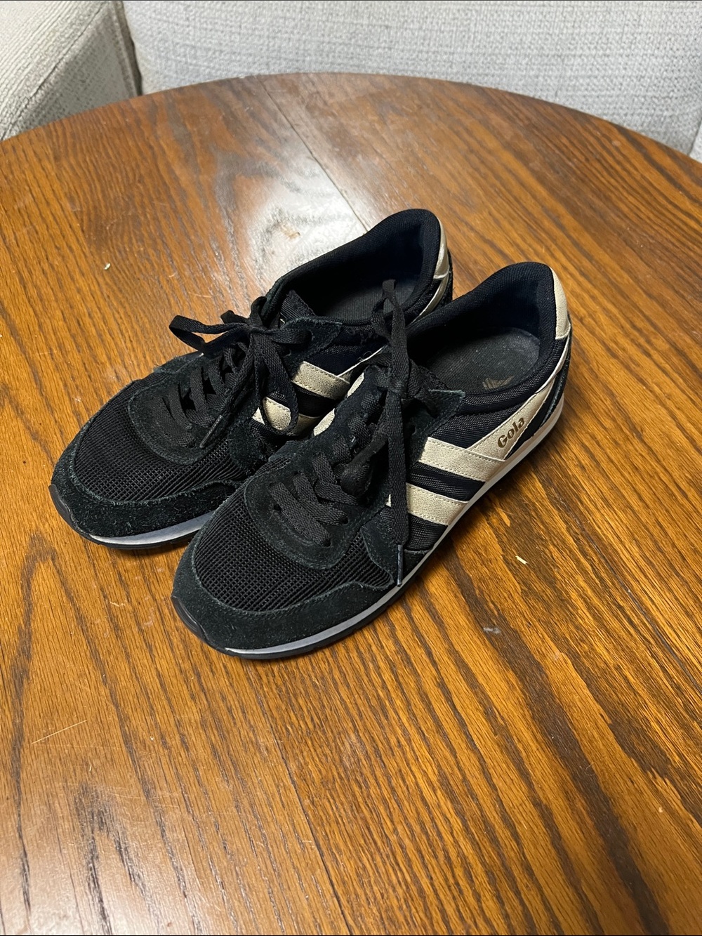 Gola Men's Black Sneakers with Cream Stripes